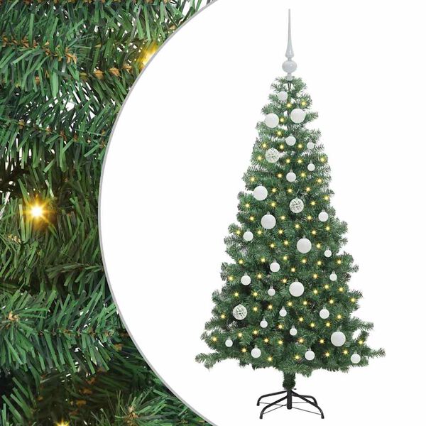 vidaXL Albero di Natale con 150 LED con supporto Verde 120 cm PVC