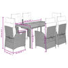 vidaXL Set da Pranzo da Giardino 7 pz con Cuscini in Polyrattan Grigio