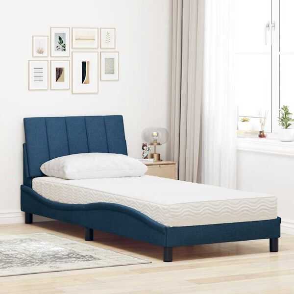 vidaXL Letto con Materasso Hanko Blu 90x190 cm in Tessuto