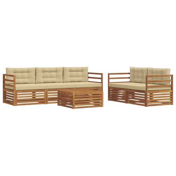 vidaXL Set di divani da esterno con cuscino 6 pcs Naturale e Beige