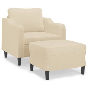vidaXL Poltrona con Poggiapiedi Crema 60 cm in Tessuto