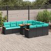 vidaXL Set Divani da Giardino 11 pz con Cuscini in Polyrattan Nero