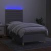 vidaXL Letto a Molle Materasso e LED Grigio Chiaro 90x200 cm Tessuto