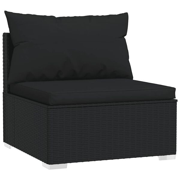 vidaXL Set Divani da Giardino 4 pz con Cuscini in Polyrattan Nero
