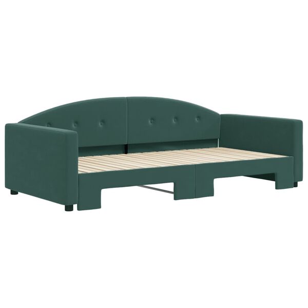 vidaXL Divano Letto con Letto Estraibile Verde Scuro 100x200cm Velluto