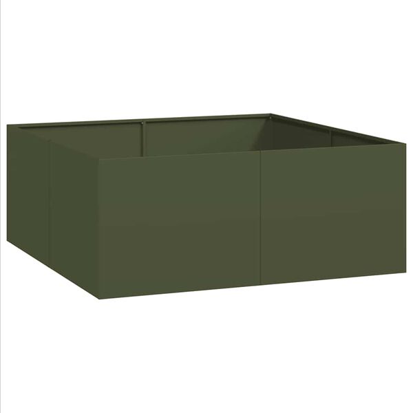 vidaXL Fioriera Verde Oliva 100x100x40 cm in Acciaio