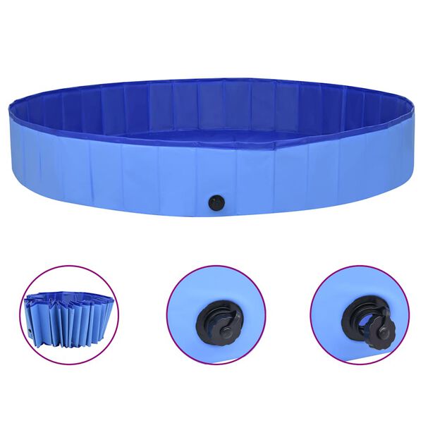 vidaXL Piscina per Cani Pieghevole Blu 300x40 cm in PVC
