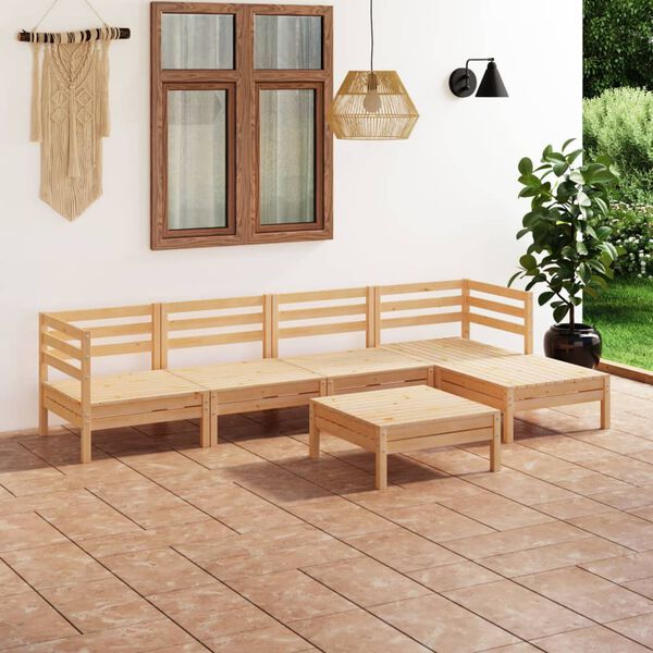 vidaXL Set Salotto da Giardino 6 pz in Legno Massello di Pino