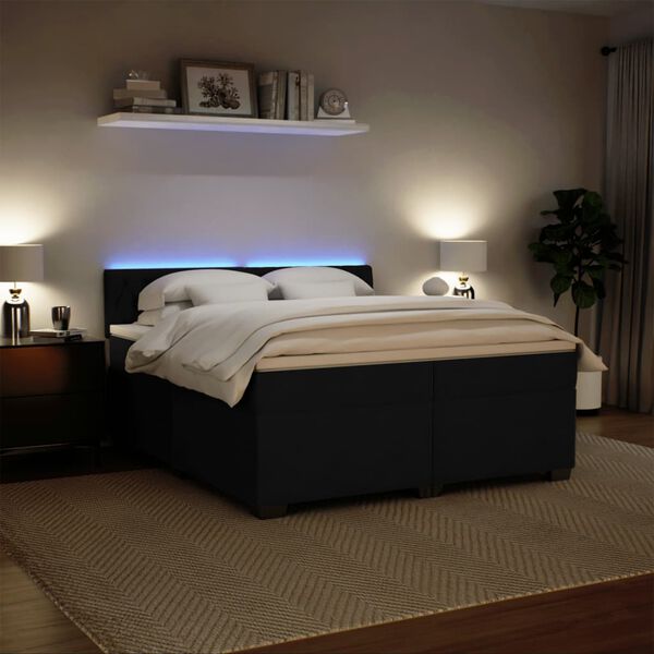 vidaXL Giroletto a Molle con Materasso Nero 200x200 cm in Velluto