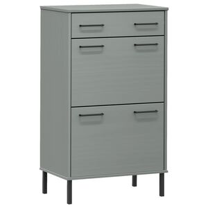 vidaXL Scarpiera con Gambe Metallo Grigio Legno Massello di Pino OSLO