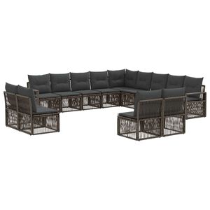 vidaXL Set Divano da Giardino 13 pz Grigio polyrattan