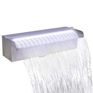 vidaXL Cascata per Laghetto Rettangolare con LED in Acciaio Inox 30 cm