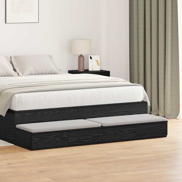 vidaXL Cassetti per letto Rovere Nero 135 x 36,5 x 16,5 cm