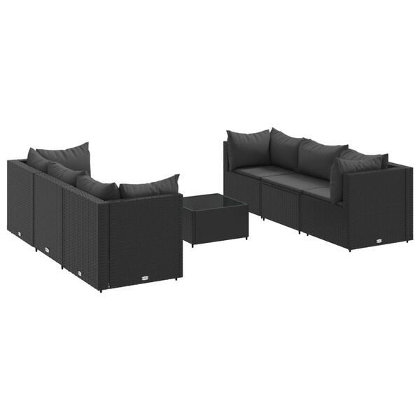 vidaXL Set Salotto da Giardino con Cuscini 7pz Nero Polyrattan