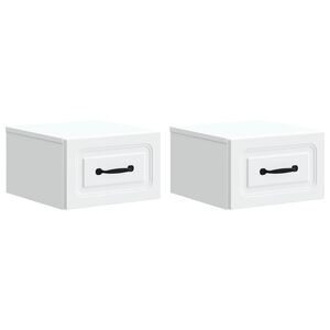 vidaXL Mobiletto da notte a muro 2 pcs Bianco 34,5 x 33 x 20 cm