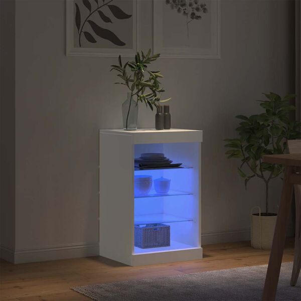 vidaXL Credenza con Luci LED Bianca 41x37x67 cm