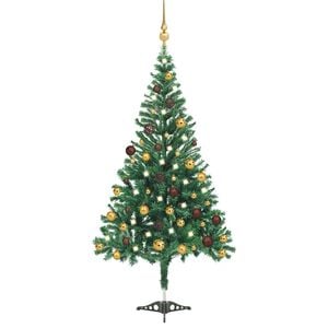 vidaXL Albero di Natale Preilluminato con Palline 180 cm 620 Rami