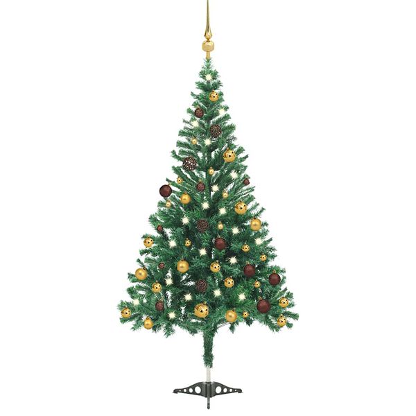 vidaXL Albero di Natale Preilluminato con Palline 150 cm 380 Rami