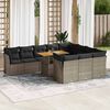 vidaXL Set Divani da Giardino 11 pz con Cuscini in Polyrattan Grigio