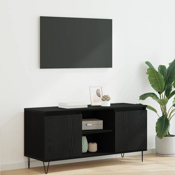 vidaXL Mobile TV Rovere Nero 104 x 35 x 50 cm Legno multistrato