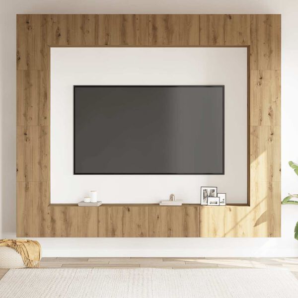 vidaXL Set Mobile TV 8 pz Montato a Parete Rovere in Legno Multistrato
