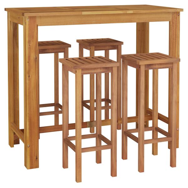 vidaXL Set da Bar da Giardino 5 pz in Legno Massello di Acacia