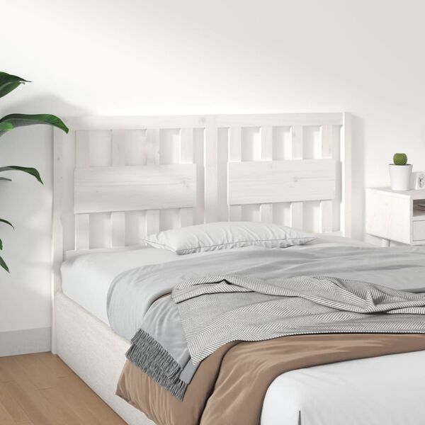 vidaXL Testiera per Letto Bianca 145,5x4x100 cm Legno Massello di Pino