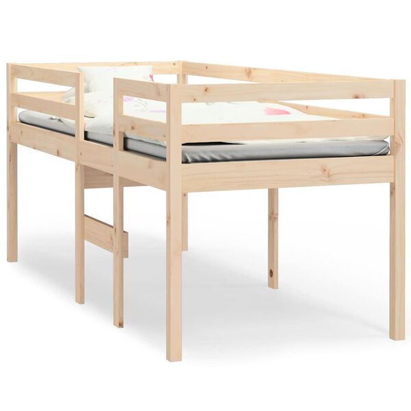vidaXL Letto a Soppalco 75x190 cm in Legno Massello di Pino