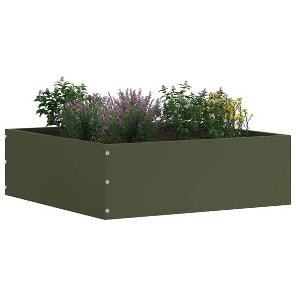 vidaXL Bordura per Prato 6 pcs Verde oliva 40 x 40 x 13 cm Acciaio
