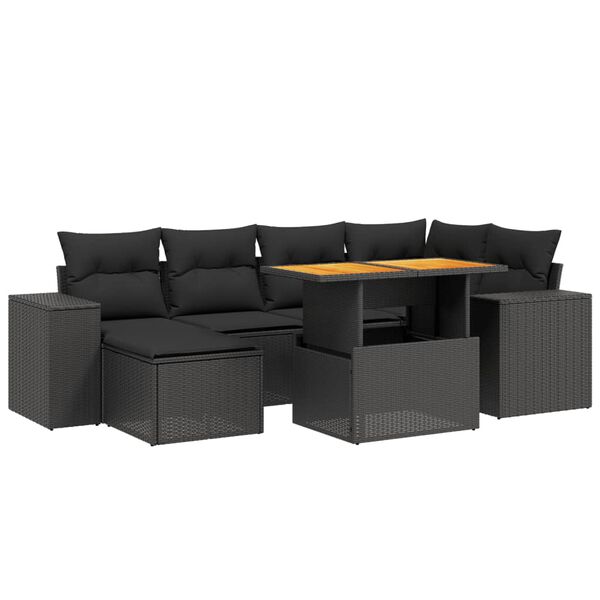 vidaXL Set Divani da Giardino con Cuscini 8 pz Nero Polyrattan Acacia