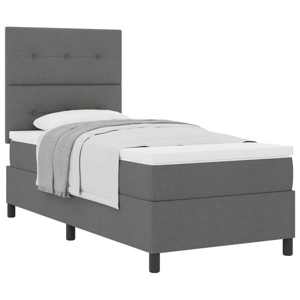 vidaXL Letto a molle con materasso Grigio scuro 90 x 190 cm Tessuto