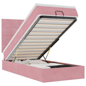 vidaXL Struttura Letto Pouf con Materassi Rosa 90x190 cm in Velluto