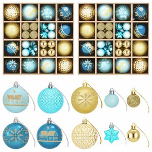 vidaXL Set di Palline di Natale 88 pz Blu scuro, blu chiaro e oro