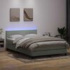 vidaXL Letto a Molle con Materasso e LED Grigio Chiaro 160x210cm Velluto