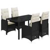 vidaXL Set Bistr&ograve; da Giardino 5 pz con Cuscini in Polyrattan Nero