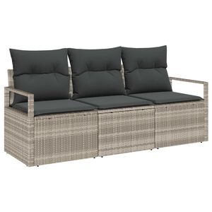 vidaXL Set Divano da Giardino 3 pcs Grigio chiaro polyrattan