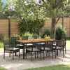 vidaXL Set da Pranzo per Giardino 9 pcs Nero polyrattan