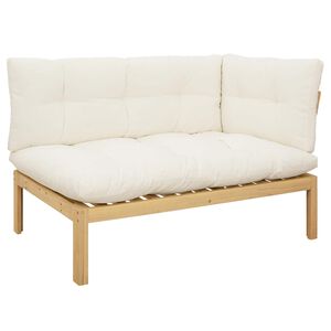 vidaXL Unit&agrave; Divano Angolare Acacia Chiaro e Bianco Crema