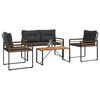 vidaXL Set di Mobili da Esterno con cuscino 4 pcs Grigio tenue