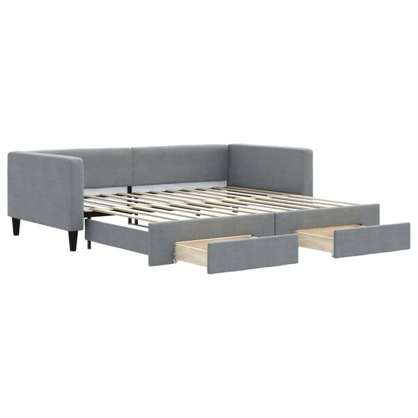 vidaXL Divano Letto Estraibile Cassetti Grigio Chiaro 100x200 Tessuto