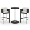 vidaXL Set Bar da Giardino 3 pz con Cuscini Polyrattan Nero