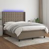 vidaXL Letto a Molle con Materasso e LED Tortora 140x200 cm in Tessuto