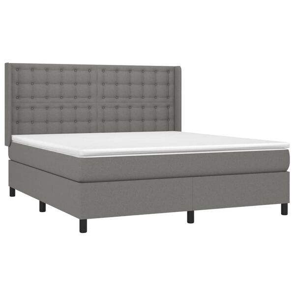 vidaXL Letto a Molle Materasso e LED Grigio Scuro 160x200cm in Tessuto