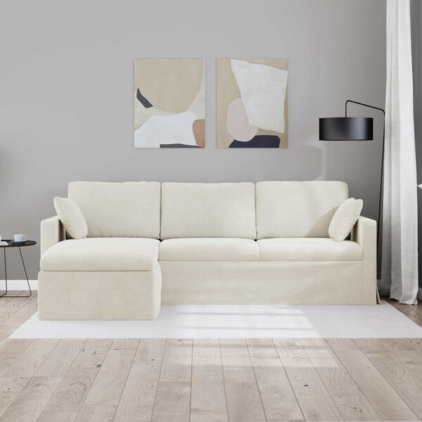 vidaXL Divano Crema 198 x 134 x 80 cm Velluto
