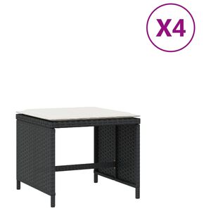 vidaXL Sgabelli da Giardino con Cuscini 4pz Neri 40x40x35cm Polyrattan