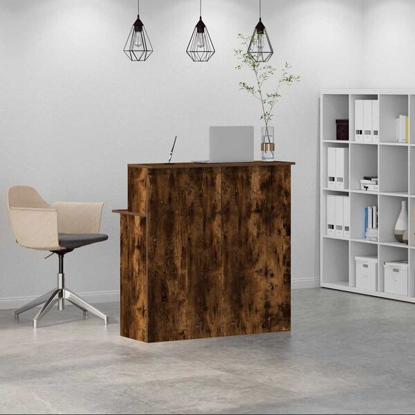 vidaXL Banco Reception Rovere Fumo 100x50x103,5cm in Legno Multistrato
