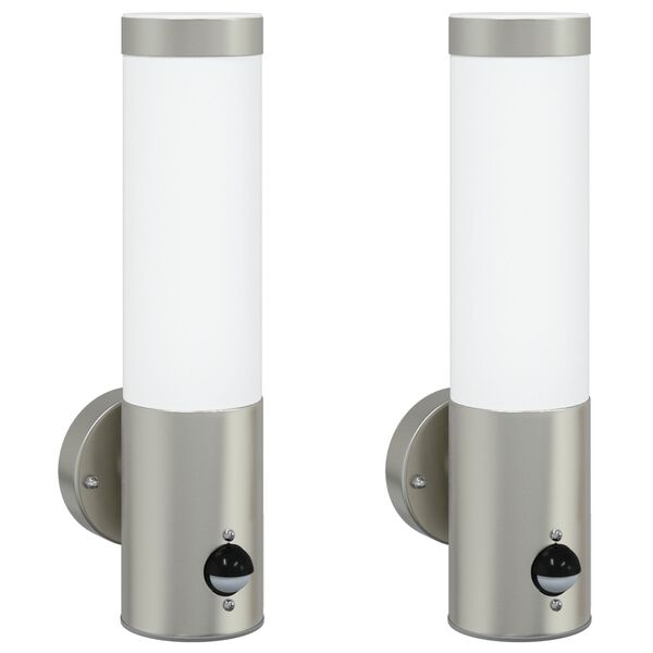 vidaXL Lampade da Parete Esterne 2 pcs Argento 12 x 7.5 x 29 cm