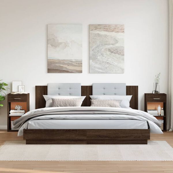 vidaXL Comodini 2 pz Rovere Marrone 35x34x65 cm in Legno Multistrato