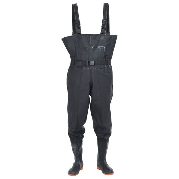 vidaXL Wader con Stivali e Cintura Nero Taglia 43