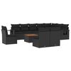 vidaXL Set Divani da Giardino 11 pz con Cuscini in Polyrattan Nero